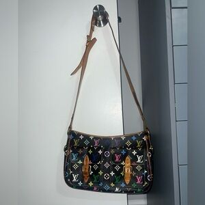 Louis Vuitton Murakami Black Multicolor Monogram Messenger Shoulder Bag